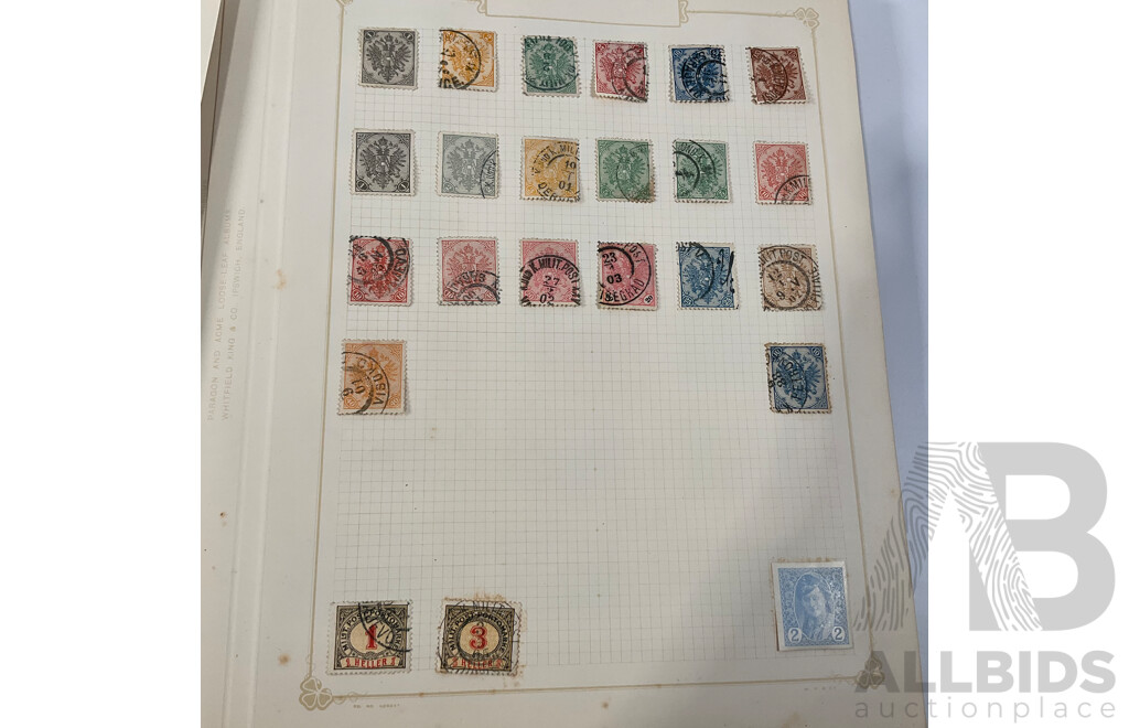 Album of Austrian Vintage and Antique Stamps Including Sets, Hand Cancels, Imperfs, Overprints