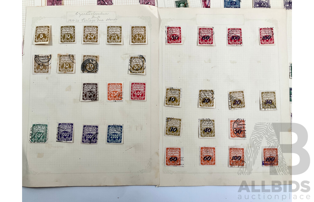 Collection of Vintage Czechoslovakia Stamps Spanning 1910's to 1940's Including Sets, Mint Hinged, Imperfs