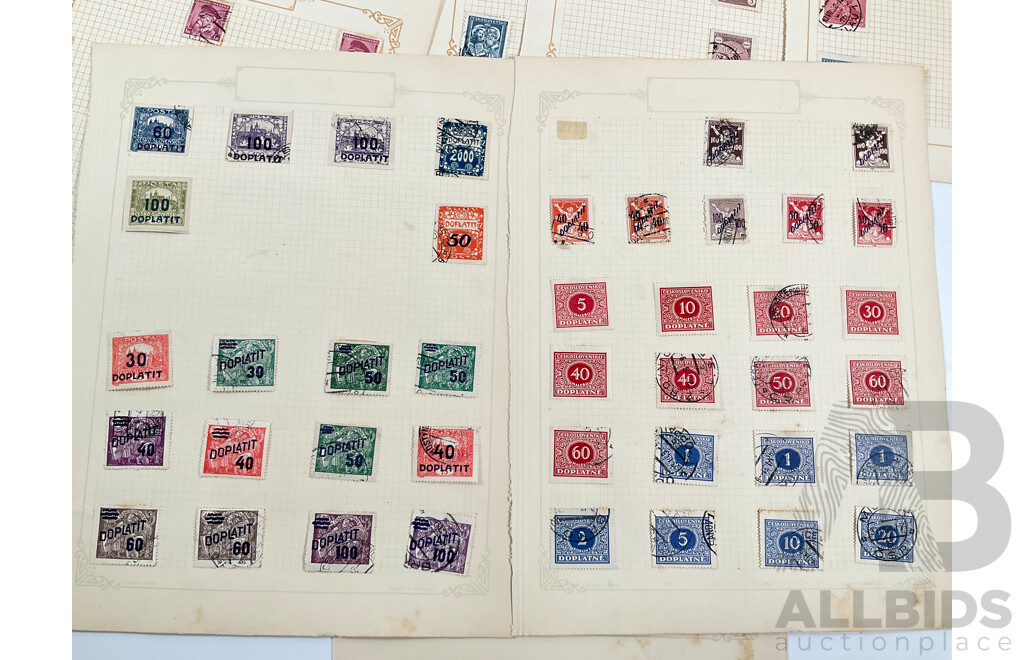 Collection of Vintage Czechoslovakia Stamps Spanning 1910's to 1940's Including Sets, Mint Hinged, Imperfs
