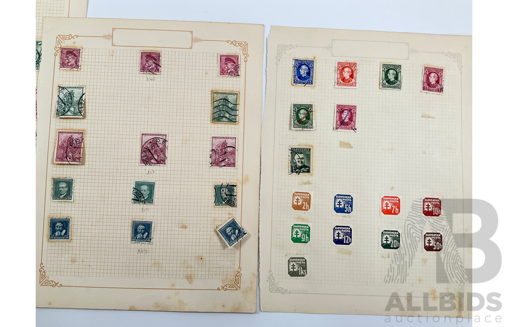 Collection of Vintage Czechoslovakia Stamps Spanning 1910's to 1940's Including Sets, Mint Hinged, Imperfs