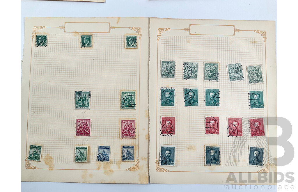Collection of Vintage Czechoslovakia Stamps Spanning 1910's to 1940's Including Sets, Mint Hinged, Imperfs