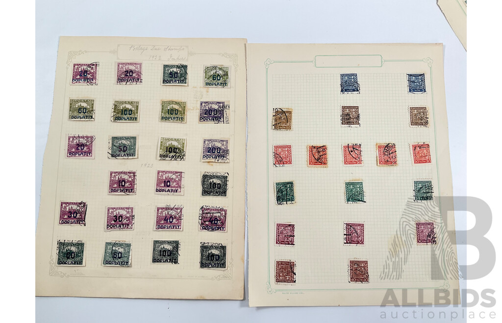 Collection of Vintage Czechoslovakia Stamps Spanning 1910's to 1940's Including Sets, Mint Hinged, Imperfs