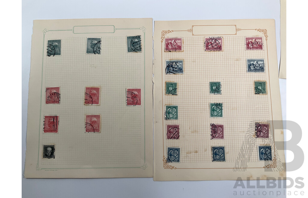 Collection of Vintage Czechoslovakia Stamps Spanning 1910's to 1940's Including Sets, Mint Hinged, Imperfs