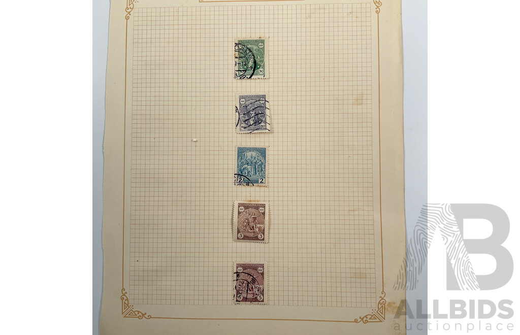 Collection of Vintage Czechoslovakia Stamps Spanning 1910's to 1940's Including Sets, Mint Hinged, Imperfs