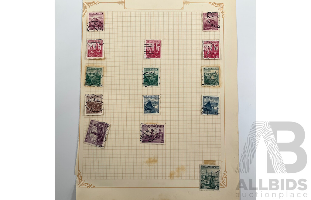 Collection of Vintage Czechoslovakia Stamps Spanning 1910's to 1940's Including Sets, Mint Hinged, Imperfs