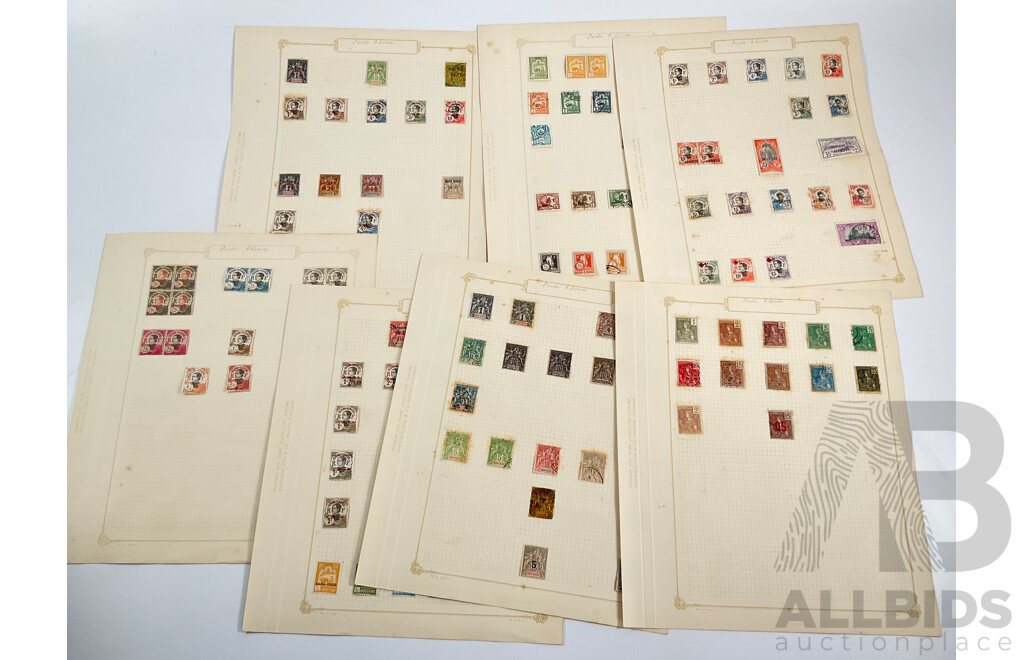 Collection of French Indochina Stamps, 1900's to 1930's Including Mint Hinged Blocks, Over Prints, Sets