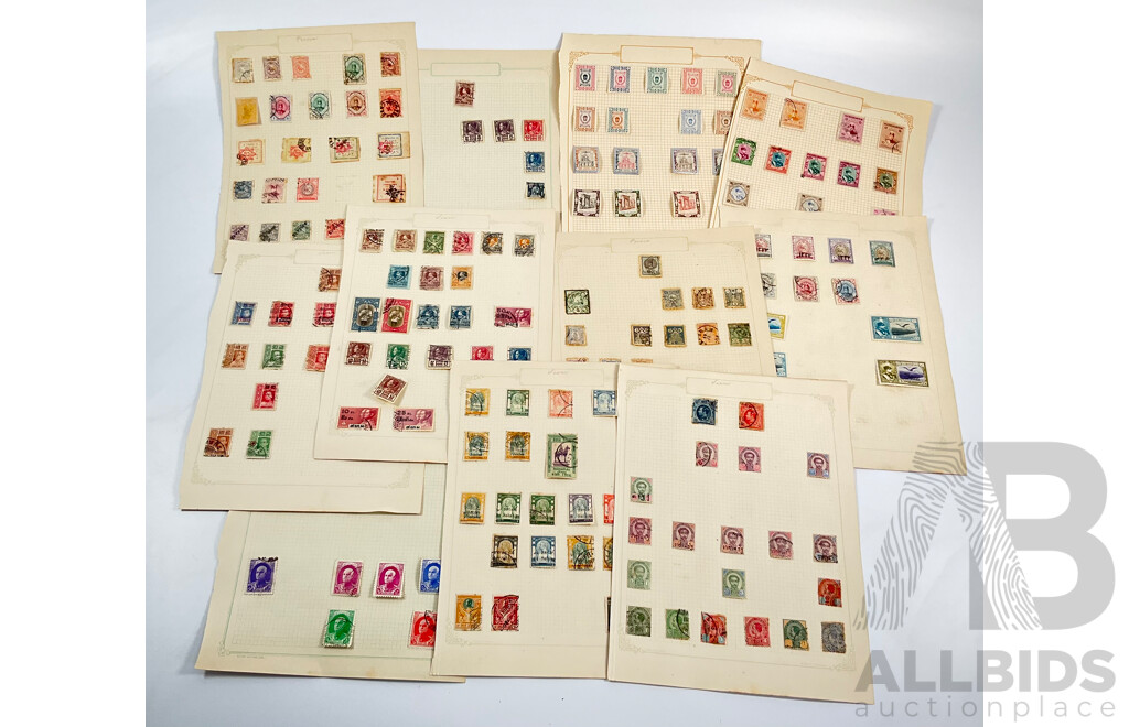 Collection of Persian/Iran and Siam Stamps, 1880's to 1920's Including Mint Hinged, Over Prints, Sets