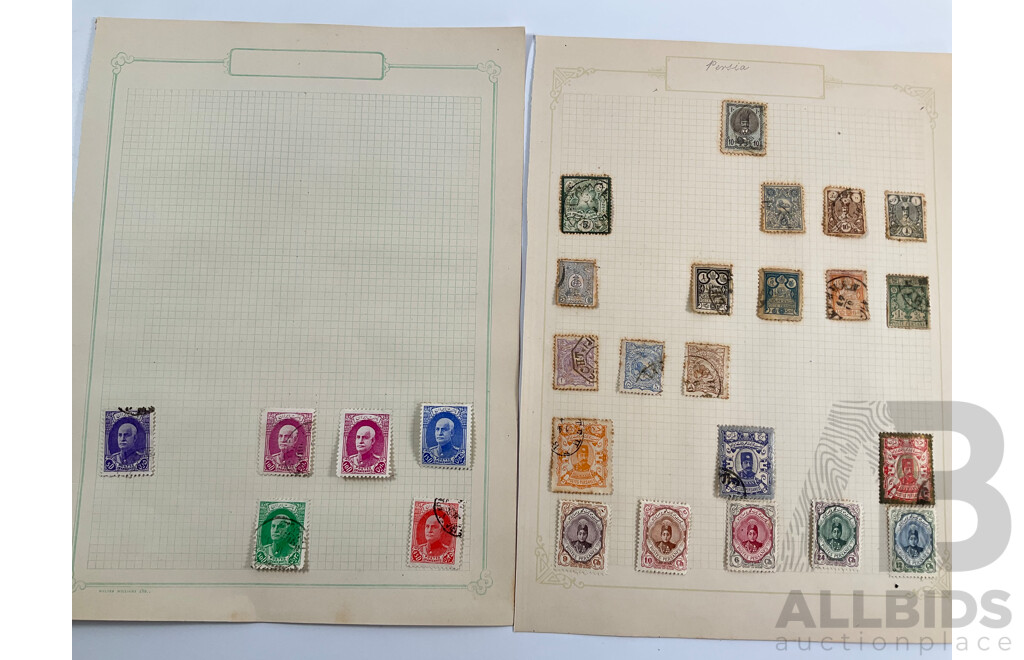 Collection of Persian/Iran and Siam Stamps, 1880's to 1920's Including Mint Hinged, Over Prints, Sets