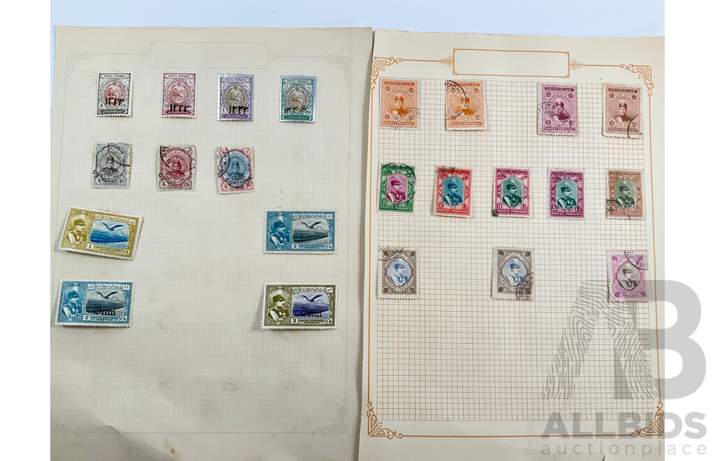Collection of Persian/Iran and Siam Stamps, 1880's to 1920's Including Mint Hinged, Over Prints, Sets