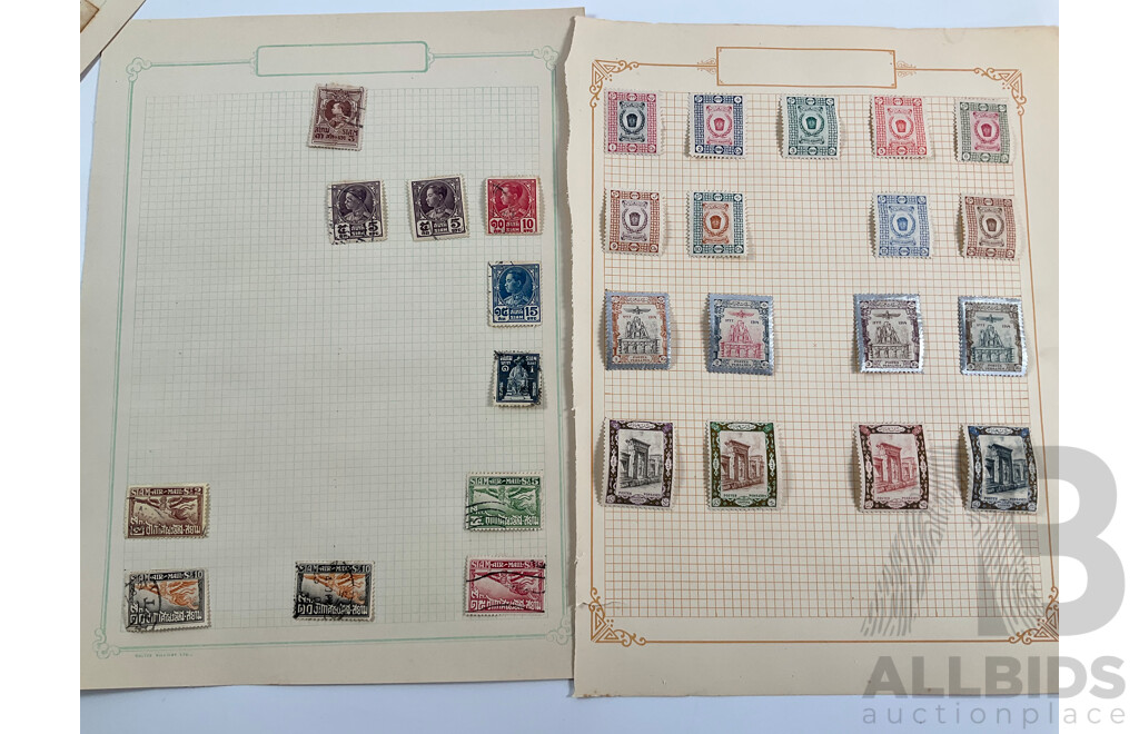 Collection of Persian/Iran and Siam Stamps, 1880's to 1920's Including Mint Hinged, Over Prints, Sets