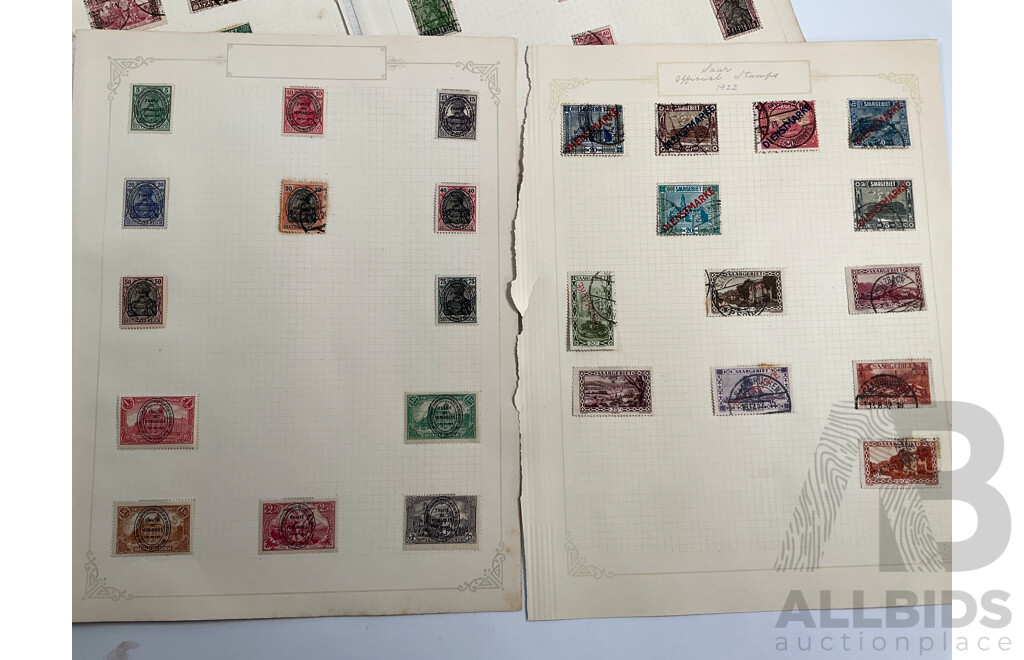 Collection of Antique Stamps Including Upper and East Silesie, Germany, Schleswig, Saargebiet