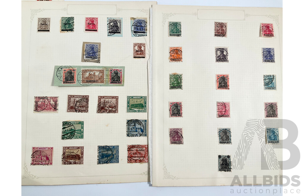 Collection of Antique Stamps Including Upper and East Silesie, Germany, Schleswig, Saargebiet