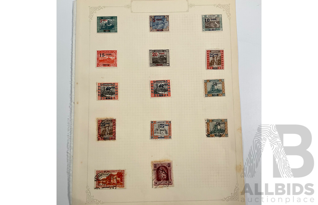 Collection of Antique Stamps Including Upper and East Silesie, Germany, Schleswig, Saargebiet