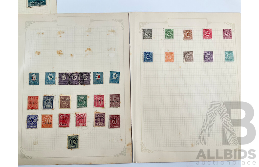 Collection of Antique Stamps Including Upper and East Silesie, Germany, Schleswig, Saargebiet