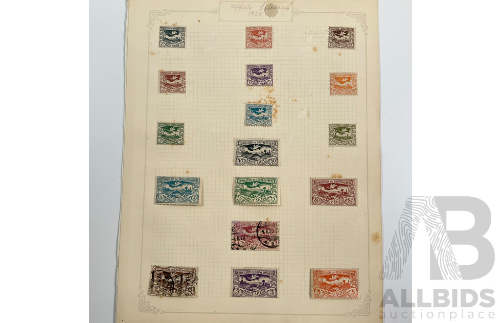 Collection of Antique Stamps Including Upper and East Silesie, Germany, Schleswig, Saargebiet