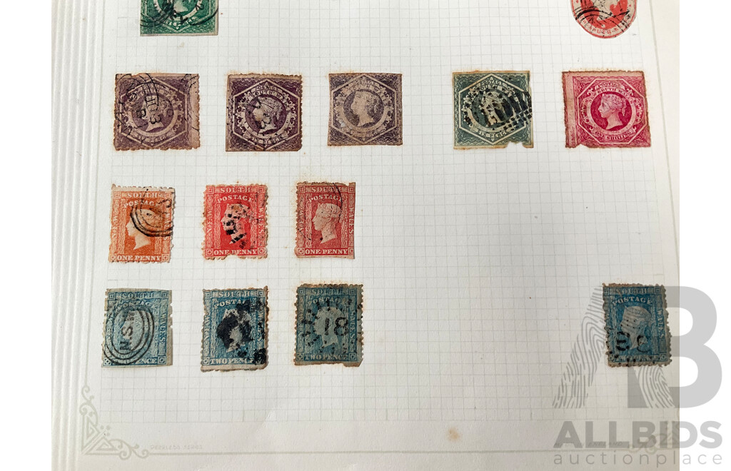 Rare Collection of Australian 1880's-90's New South Wales Stamps Including Five Shillings Hand Cancel, Imperfs, Over Prints, QV