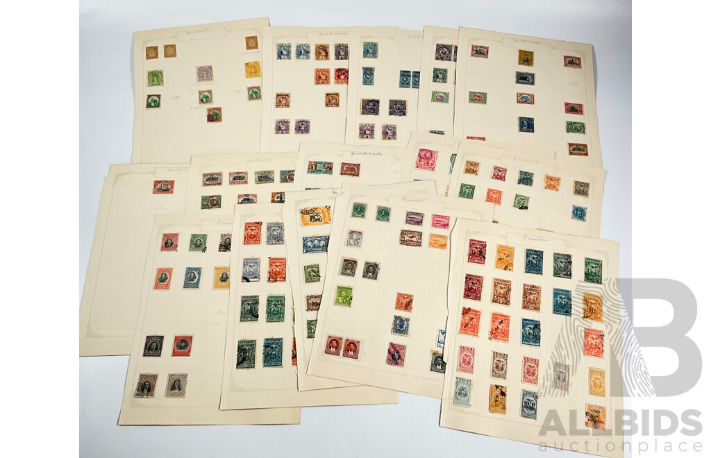 Collection of Guatemala and Ecuador Stamps, Examples Spanning 1880's to 1930's Including Mint Hinged, Imperfs, Overprints, Sets