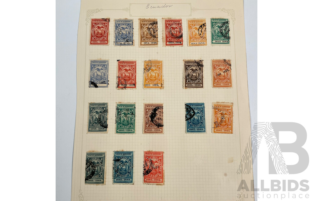 Collection of Guatemala and Ecuador Stamps, Examples Spanning 1880's to 1930's Including Mint Hinged, Imperfs, Overprints, Sets