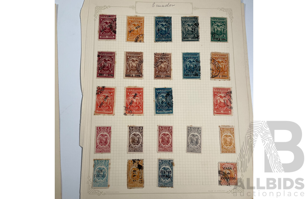 Collection of Guatemala and Ecuador Stamps, Examples Spanning 1880's to 1930's Including Mint Hinged, Imperfs, Overprints, Sets
