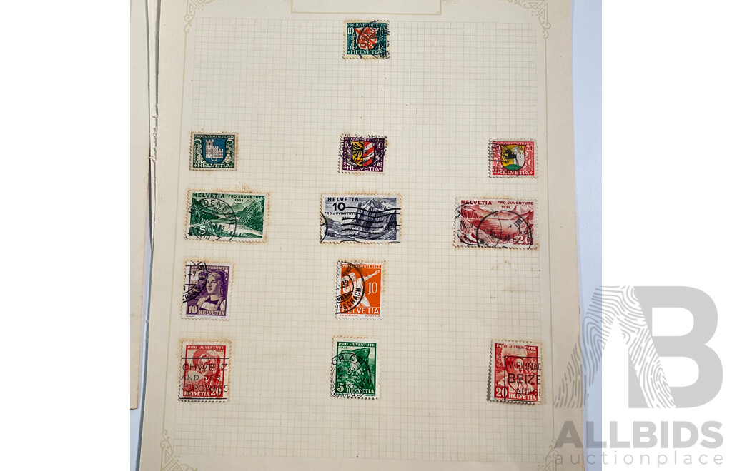 Collection of Vintage Switzerland Stamps Spanning 1880's to 1930's Including Sets and Multiples