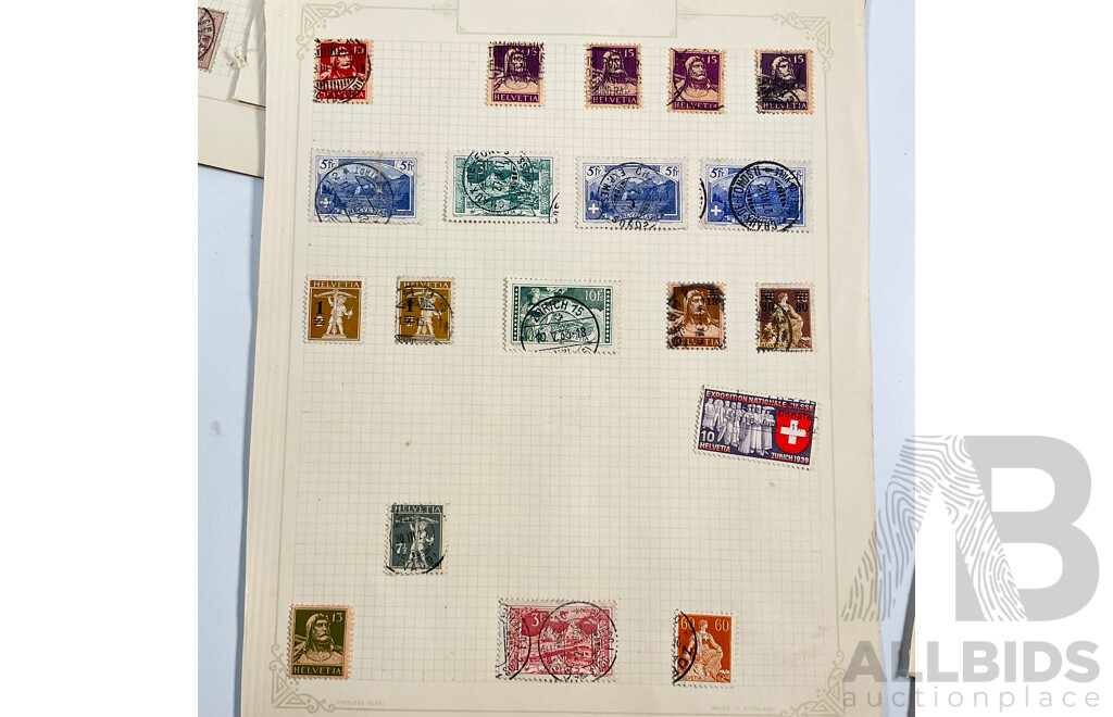 Collection of Vintage Switzerland Stamps Spanning 1880's to 1930's Including Sets and Multiples