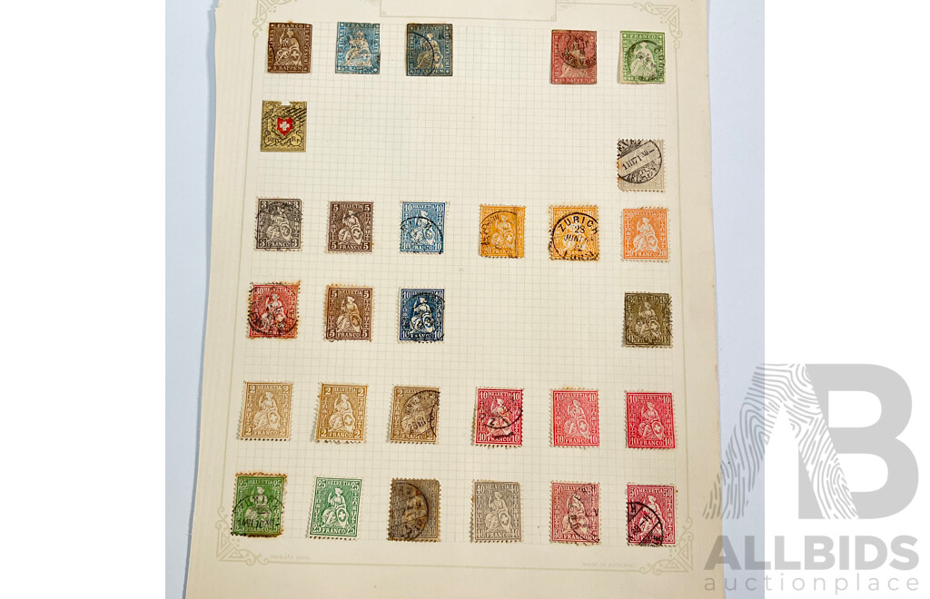 Collection of Vintage Switzerland Stamps Spanning 1880's to 1930's Including Sets and Multiples