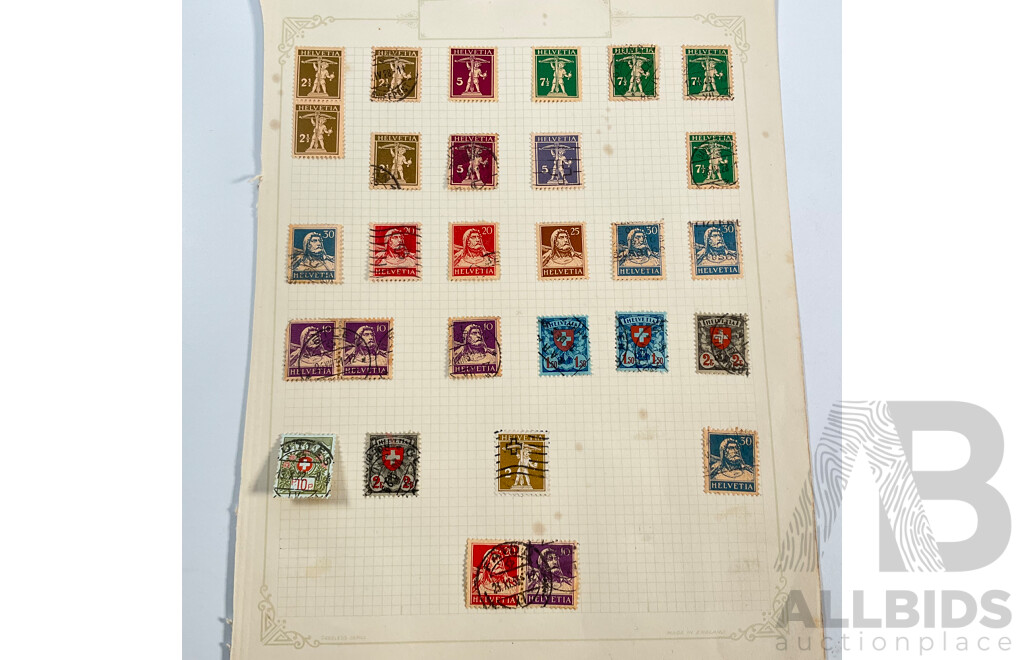 Collection of Vintage Switzerland Stamps Spanning 1880's to 1930's Including Sets and Multiples