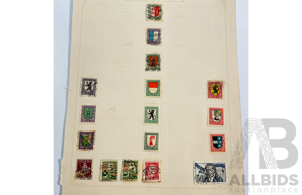 Collection of Vintage Switzerland Stamps Spanning 1880's to 1930's Including Sets and Multiples