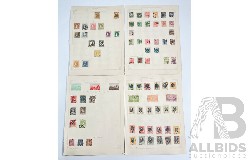 Collection of Antique Serbian Stamps Spanning 1880's to 1910's Including Postage Due, Over Prints, Sets