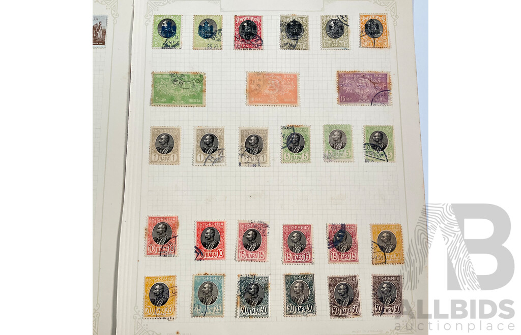 Collection of Antique Serbian Stamps Spanning 1880's to 1910's Including Postage Due, Over Prints, Sets