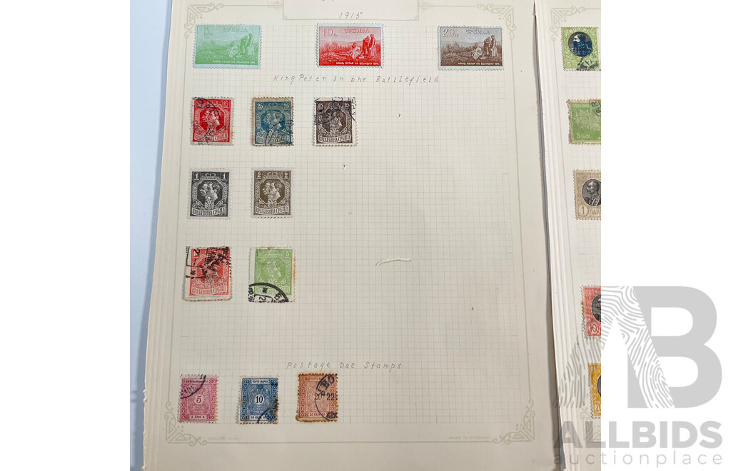 Collection of Antique Serbian Stamps Spanning 1880's to 1910's Including Postage Due, Over Prints, Sets