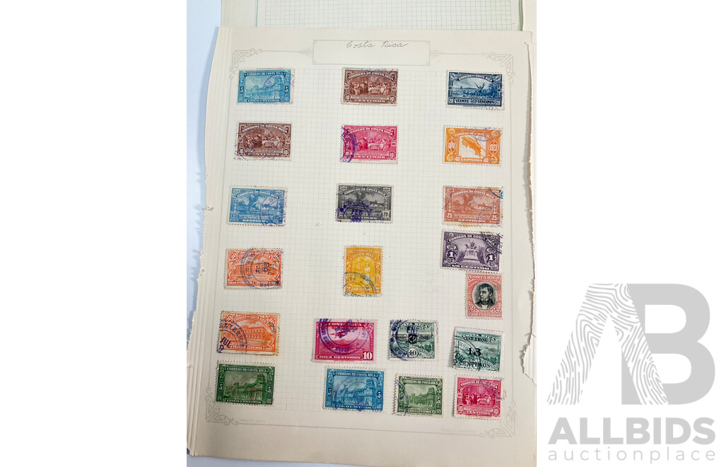Collection of Vintage Costa Rica Stamps Spanning 1880's to 1930's Including Official, Over Prints, Mint Hinged, Sets