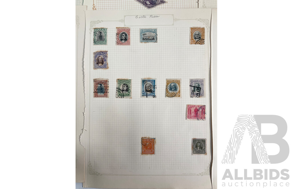 Collection of Vintage Costa Rica Stamps Spanning 1880's to 1930's Including Official, Over Prints, Mint Hinged, Sets