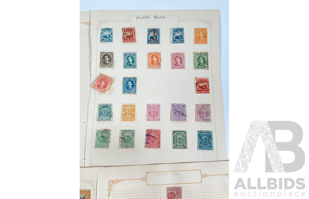 Collection of Vintage Costa Rica Stamps Spanning 1880's to 1930's Including Official, Over Prints, Mint Hinged, Sets