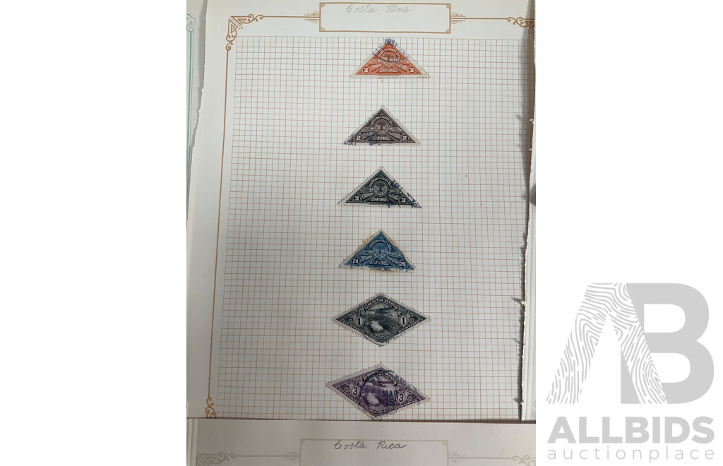 Collection of Vintage Costa Rica Stamps Spanning 1880's to 1930's Including Official, Over Prints, Mint Hinged, Sets