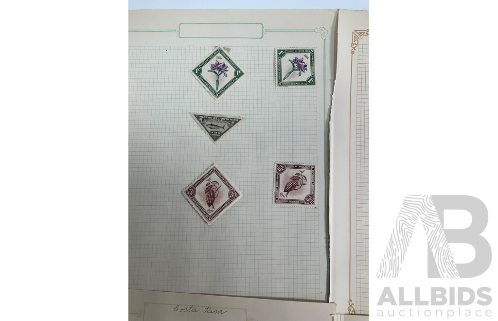 Collection of Vintage Costa Rica Stamps Spanning 1880's to 1930's Including Official, Over Prints, Mint Hinged, Sets