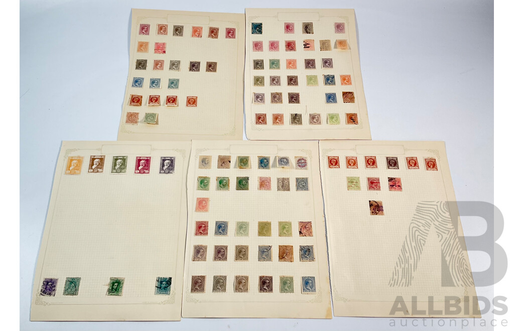 Collection of Spain, Puerto Rico and Philippines Stamps Spanning 1890's to 1930's Including King Alfonso XIII, Sets, Mint Hinged,