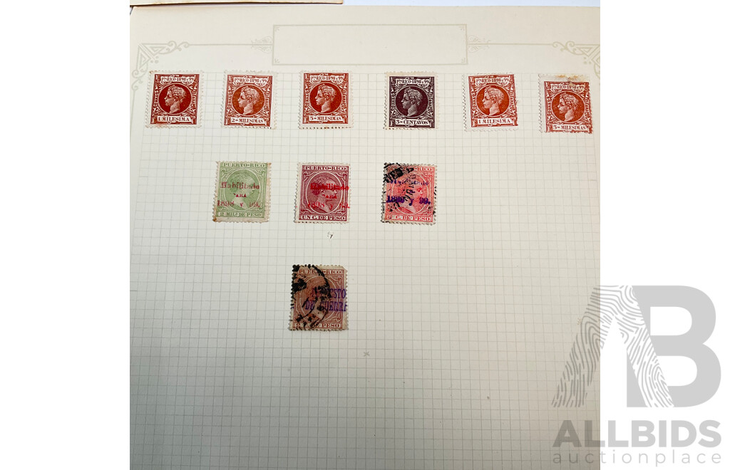 Collection of Spain, Puerto Rico and Philippines Stamps Spanning 1890's to 1930's Including King Alfonso XIII, Sets, Mint Hinged,