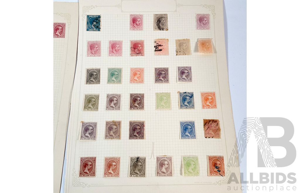 Collection of Spain, Puerto Rico and Philippines Stamps Spanning 1890's to 1930's Including King Alfonso XIII, Sets, Mint Hinged,