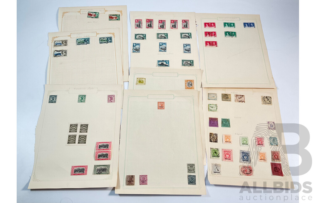 Collection of French India, Charkhari State Bamra, Jaipur State, Bhopal, Ceylon, Stamps Spanning 1910's to 1930's Including Mint Hinged, Over Prints, Imperfs
