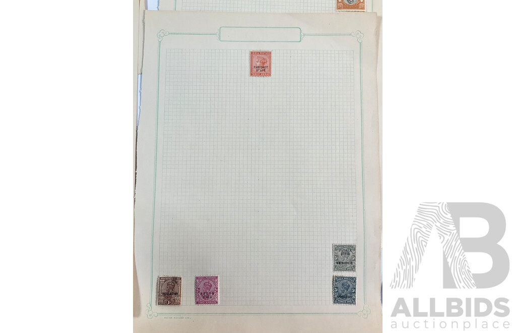 Collection of French India, Charkhari State Bamra, Jaipur State, Bhopal, Ceylon, Stamps Spanning 1910's to 1930's Including Mint Hinged, Over Prints, Imperfs