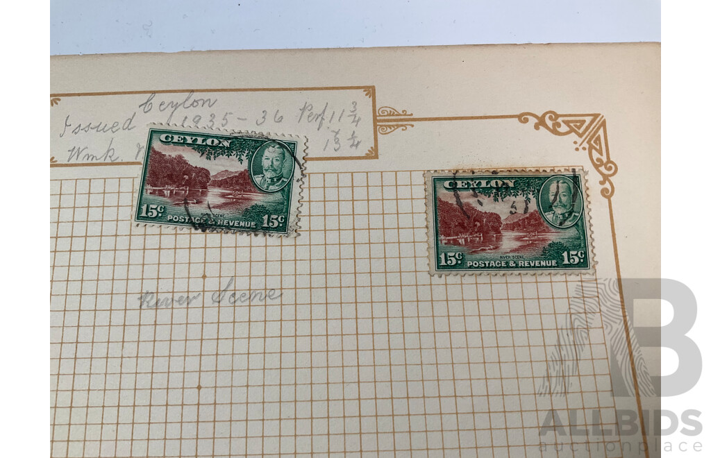 Collection of French India, Charkhari State Bamra, Jaipur State, Bhopal, Ceylon, Stamps Spanning 1910's to 1930's Including Mint Hinged, Over Prints, Imperfs