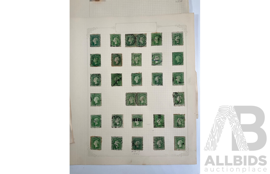 Collection of Australian 1880's/90's New South Wales QV Stamps, Half, One, Two Five Penny, Crown Water Marks