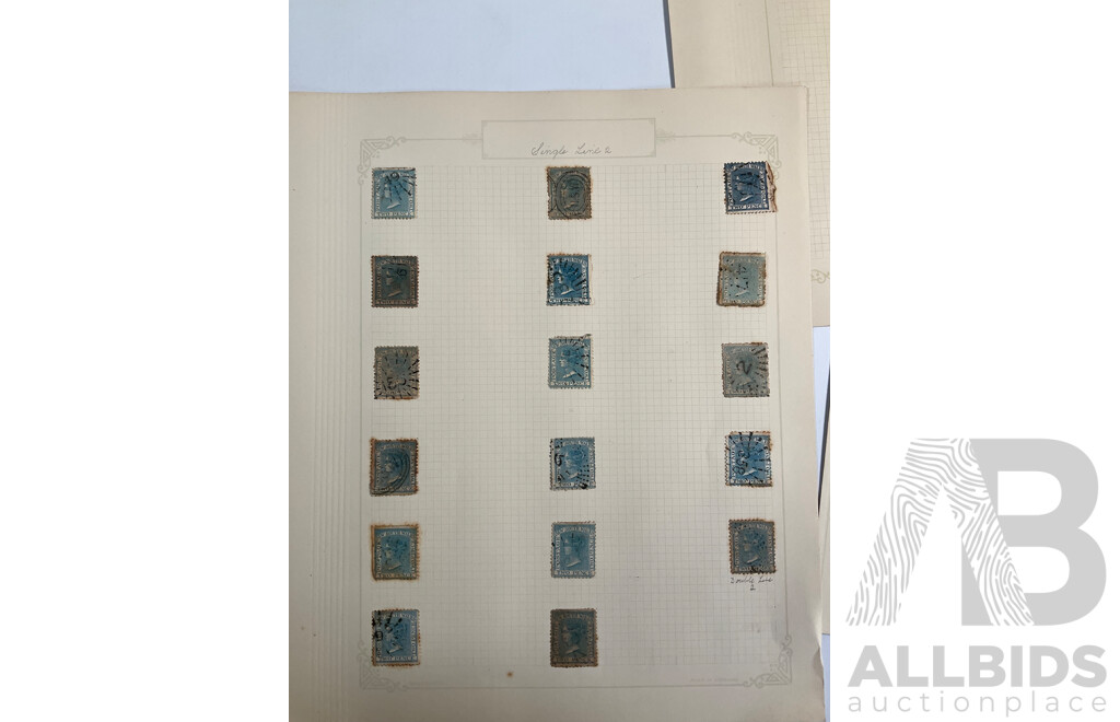 Collection of Australian 1880's/90's New South Wales QV Stamps, Half, One, Two Five Penny, Crown Water Marks
