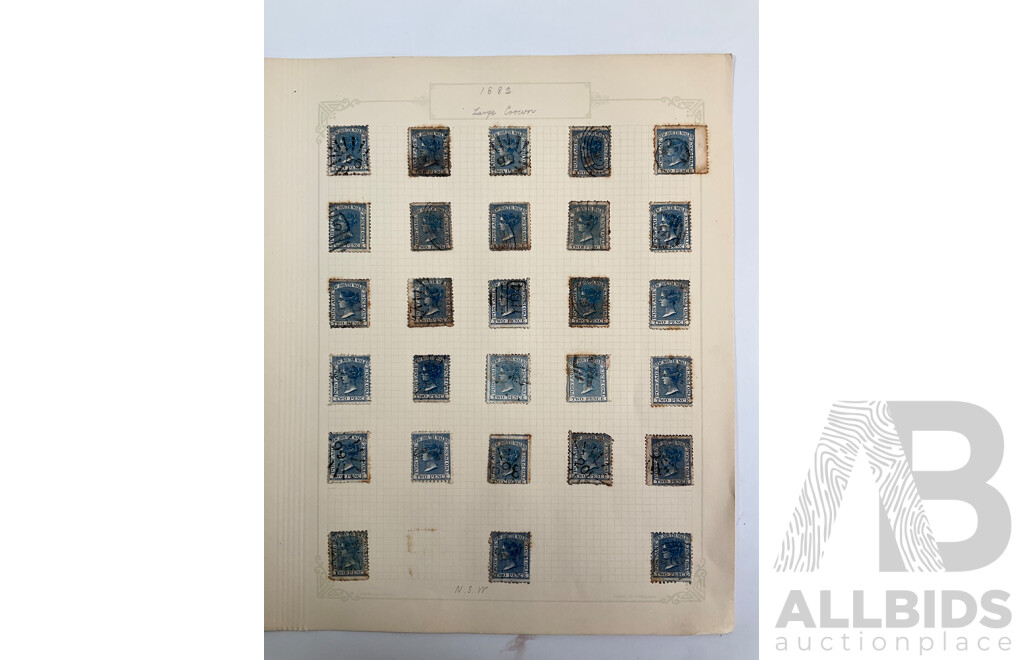 Collection of Australian 1880's/90's New South Wales QV Stamps, Half, One, Two Five Penny, Crown Water Marks