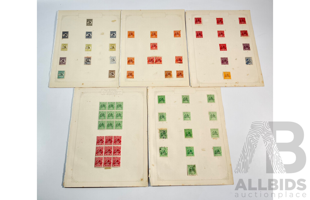 Australian KGV and Kangaroo on Map North West Pacific Island Over Print Stamps, Half Penny to Two Shillings, Mint Hinged Blocks