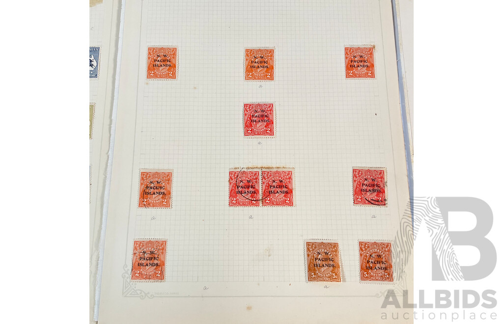 Australian KGV and Kangaroo on Map North West Pacific Island Over Print Stamps, Half Penny to Two Shillings, Mint Hinged Blocks