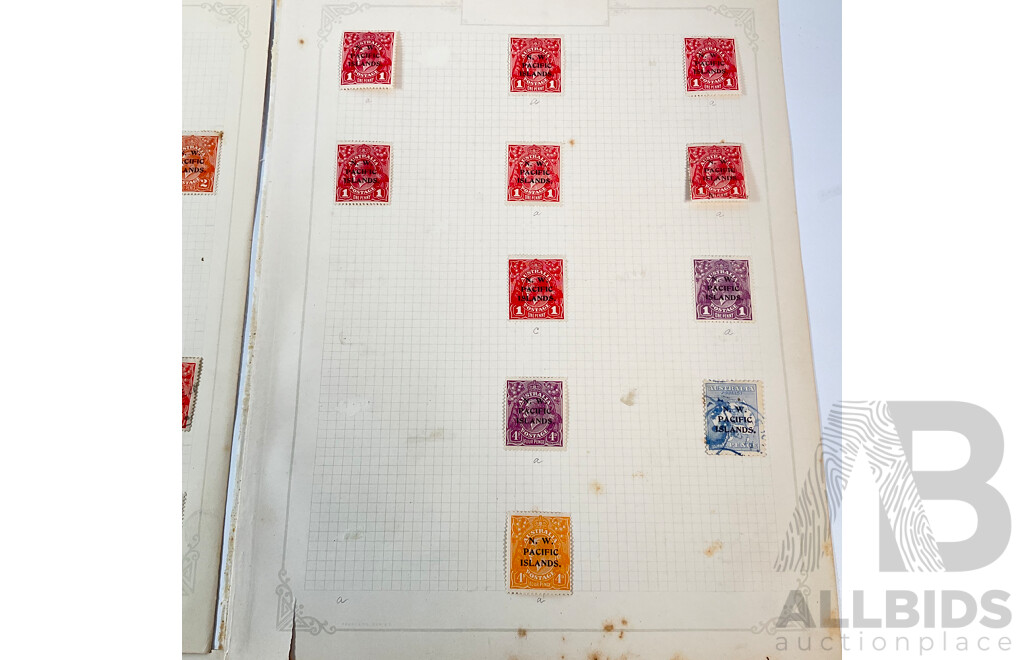 Australian KGV and Kangaroo on Map North West Pacific Island Over Print Stamps, Half Penny to Two Shillings, Mint Hinged Blocks
