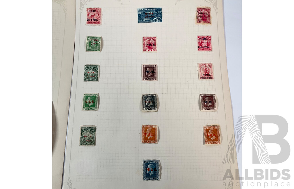 Collection of Aitutaki, Niue, Penrhyn and New Zealand Overprint Stamps with New Zealand Abdulla Virginian Cigarettes/Jeye's Fluid KGV Mint Hinged Blocks