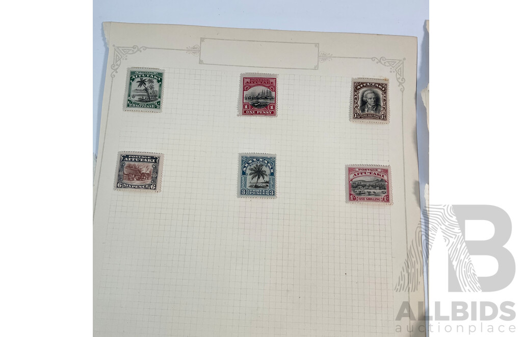 Collection of Aitutaki, Niue, Penrhyn and New Zealand Overprint Stamps with New Zealand Abdulla Virginian Cigarettes/Jeye's Fluid KGV Mint Hinged Blocks